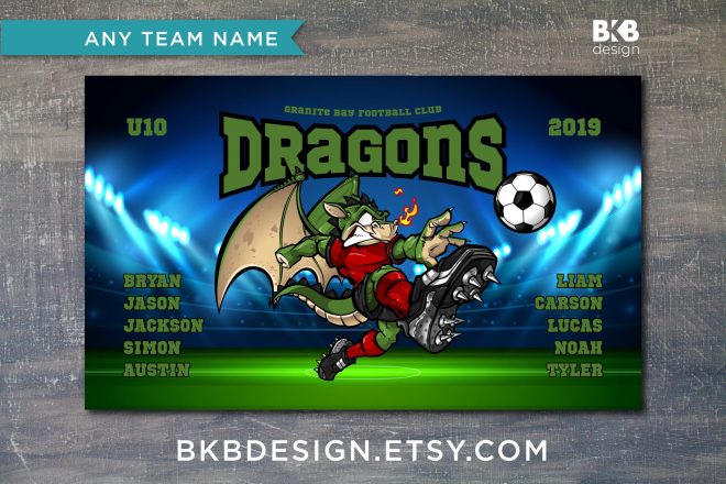 Vinyl Soccer Team Banner, Dragons