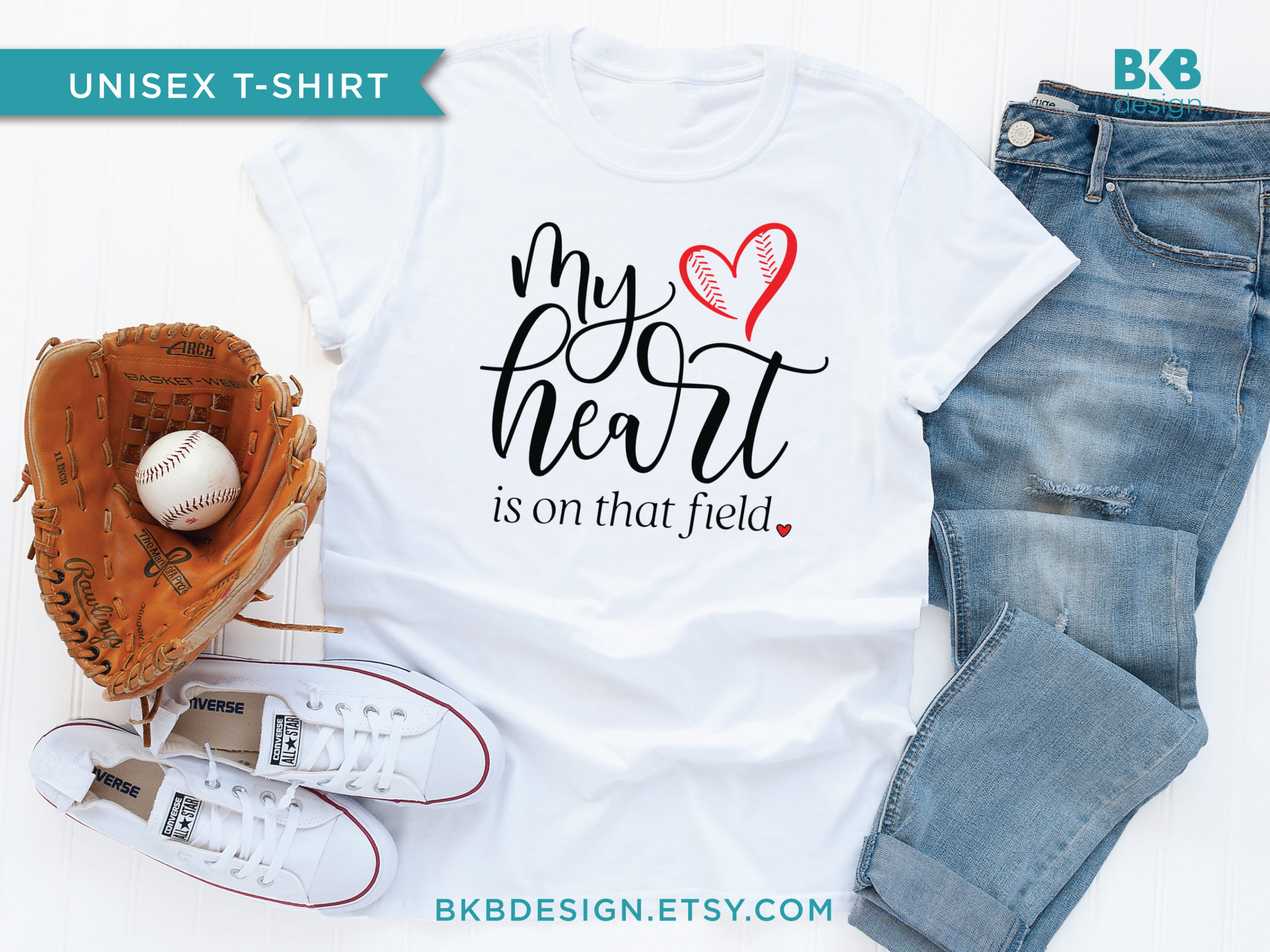 My Heart Is on that Field (Baseball) Unisex Short Sleeve Tee